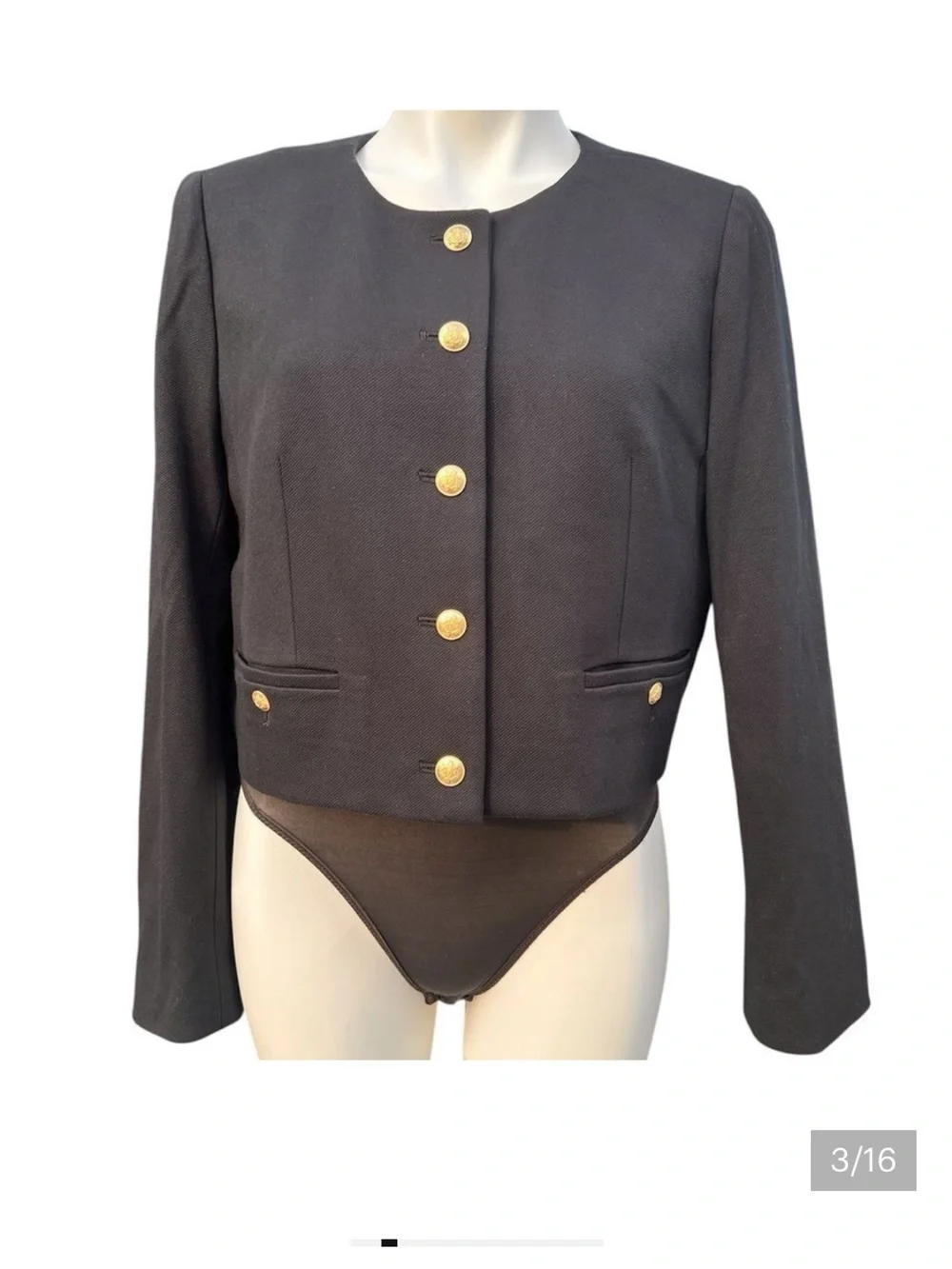 J. Crew Black Cropped Lady With Gold Button Detail Jacket New Size 12